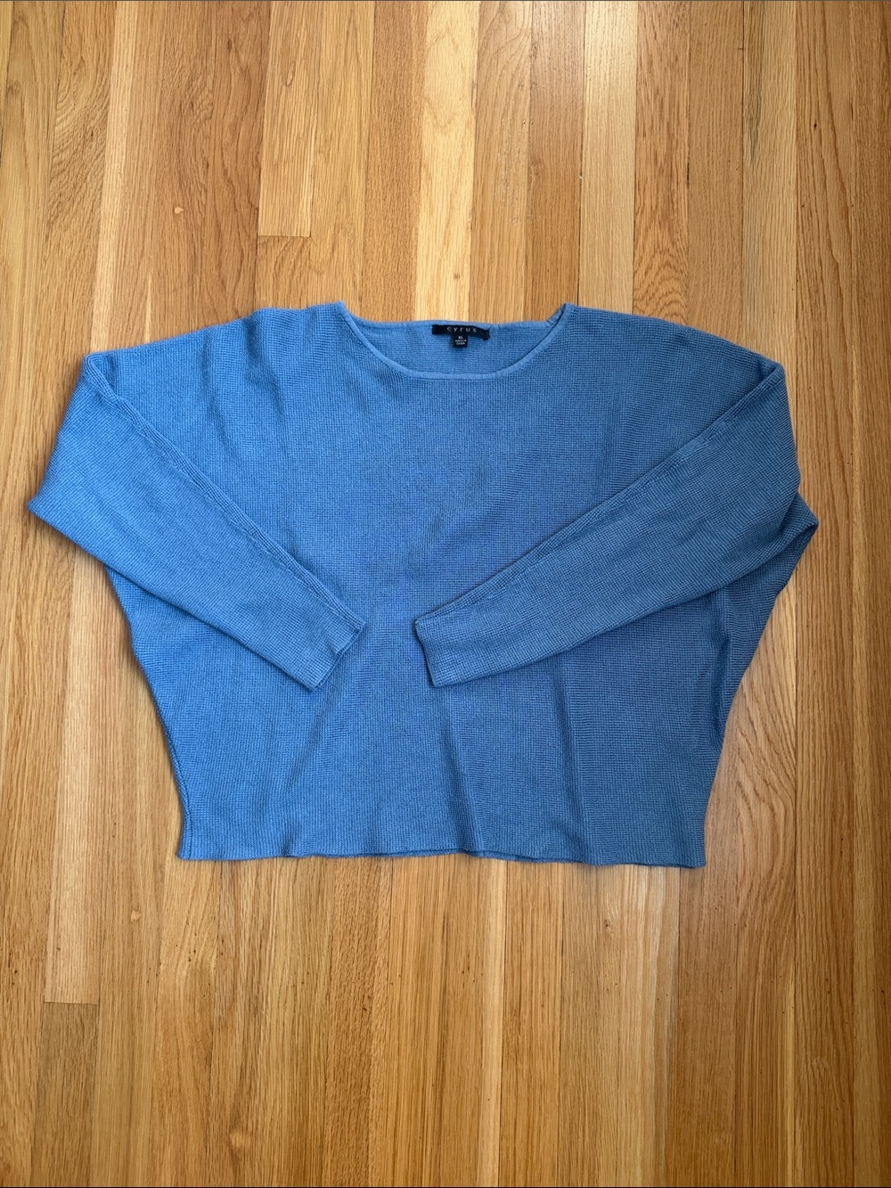 Cyrus Light Blue Scoop Neck Knit Sweater